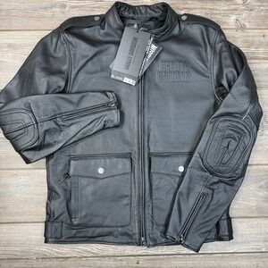 Harley-Davidson Mens Layering System Captains Leather Jacket MEDIUM Black 98022
